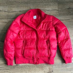 GAP Red Bomber Puffer Jacket | Cropped Quilted | Zip Front | Medium